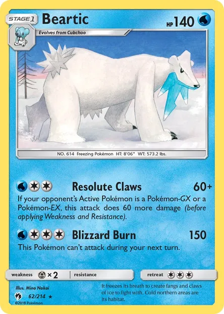 Beartic, Pokémon card LOT 62 — Lost Thunder set