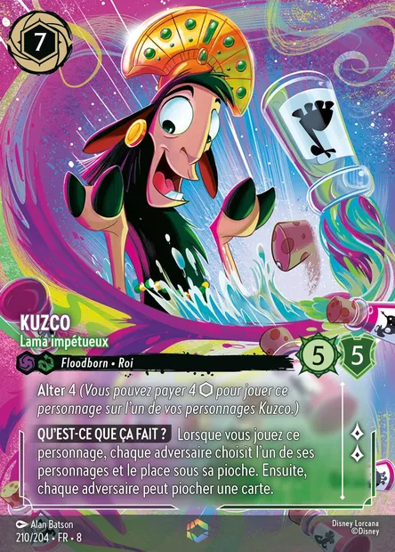 Kuzco - Lama impétueux, carte Disney Lorcana CH8-210 — extension Le Règne de Jafar