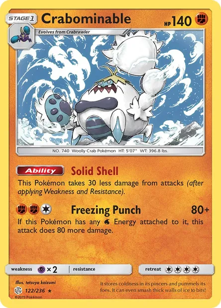 Crabominable, Pokémon card CEC 122 — Cosmic Eclipse set