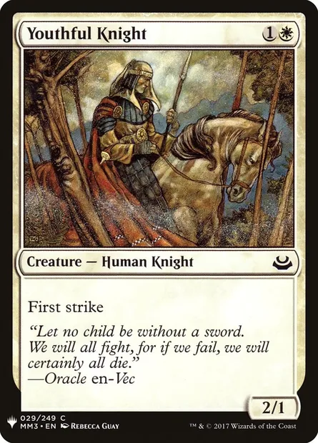 Jeune chevalier, carte Magic PLST MM3-29 — extension The List