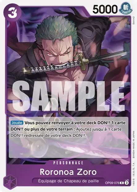 Roronoa Zoro, carte One Piece OP09-076 — extension LES NOUVEAUX EMPEREURS