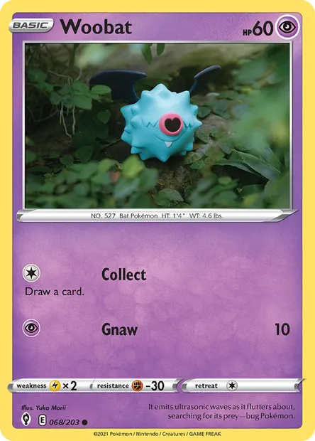 Woobat, Pokémon card EVS 68 — Evolving Skies set