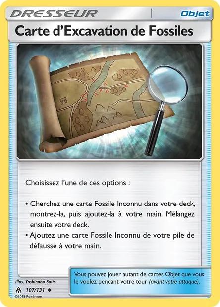 Carte d’Excavation de Fossiles, carte Pokémon FLI 107 — extension Lumière Interdite