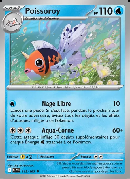 Poissoroy, carte Pokémon MEW 119 — extension 151