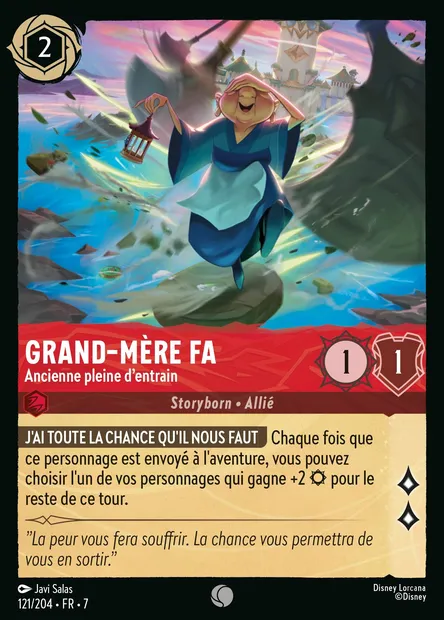 Grand-Mère Fa - Ancienne pleine d'entrain, carte Disney Lorcana CH7-121 — extension L'île d'Archazia