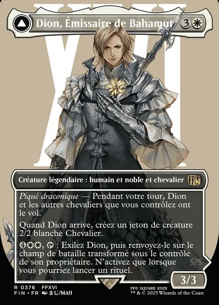 Dion, Émissaire de Bahamut // Bahamut, Primordial de la lumière, carte Magic FIN 376 — extension Final Fantasy