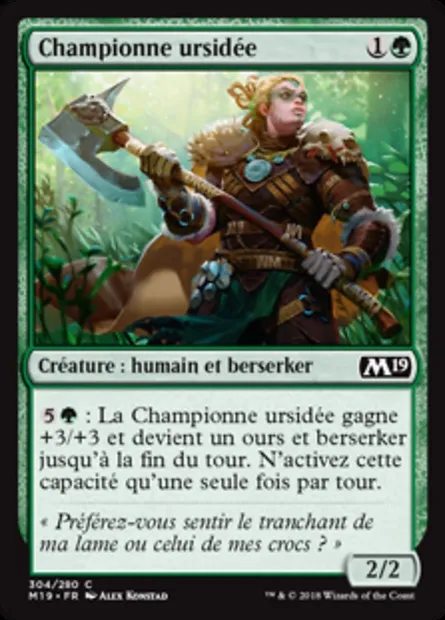Championne ursidée, carte Magic M19 304 — extension Core Set 2019