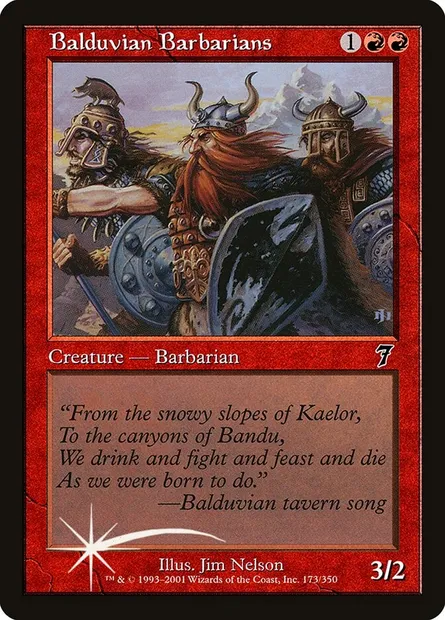 Barbares balduvians, carte Magic 7ED 173★ — extension Septième Edition