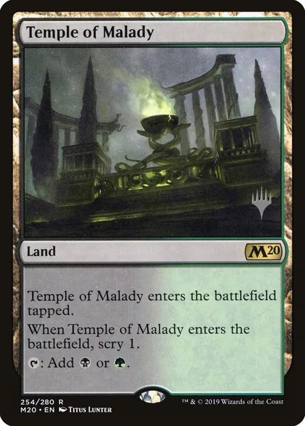 Temple de la maladie, carte Magic PM20 254p — extension Core Set 2020 Promos