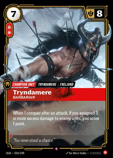 Tryndamere, carte Riftbound OGN 034 — extension Origins