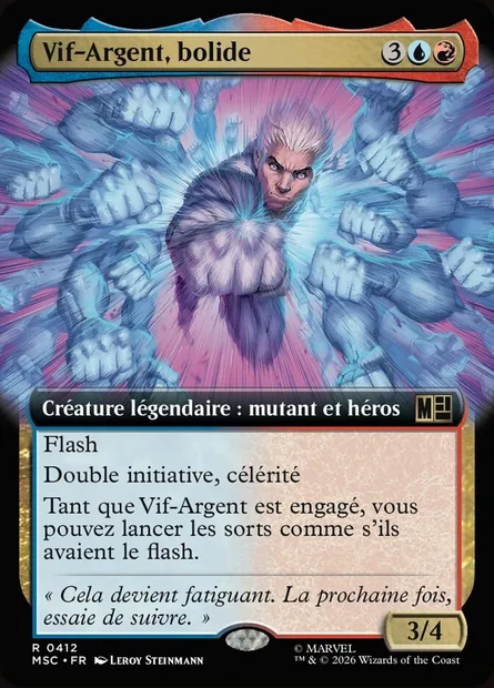 Vif-Argent, bolide, carte Magic MSC 412 — extension Marvel Super Heroes Commander