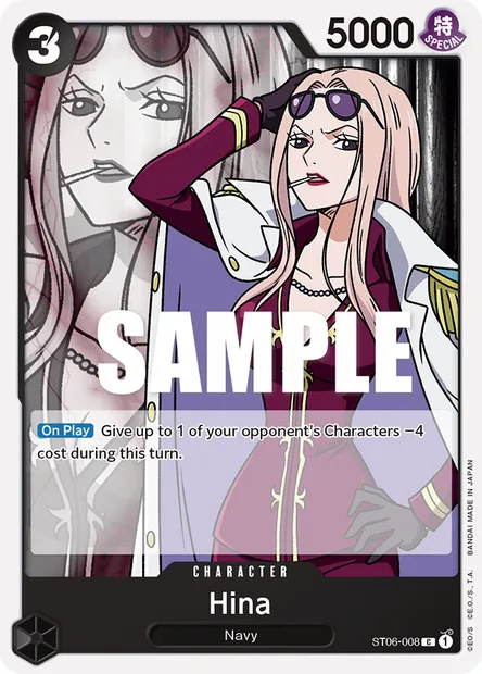 Hina, One Piece card ST06-008 — Absolute Justice set