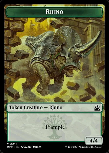 Rhino, carte Magic TRVR 11 — extension Ravnica Remastered Tokens