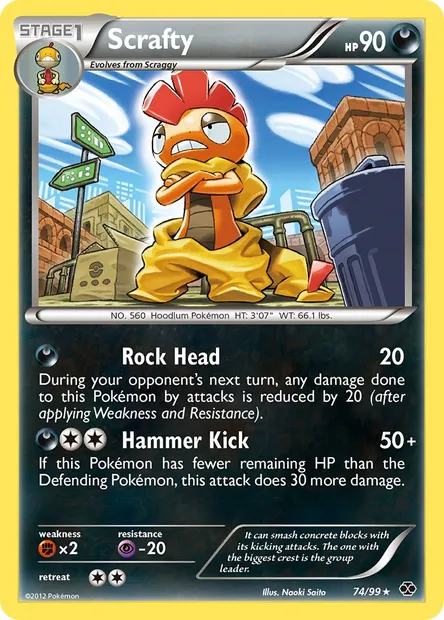 Scrafty, Pokémon card NXD 74 — Next Destinies set