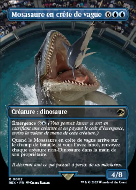 Mosasaure en crête de vague, carte Magic REX 2 — extension Jurassic World Collection