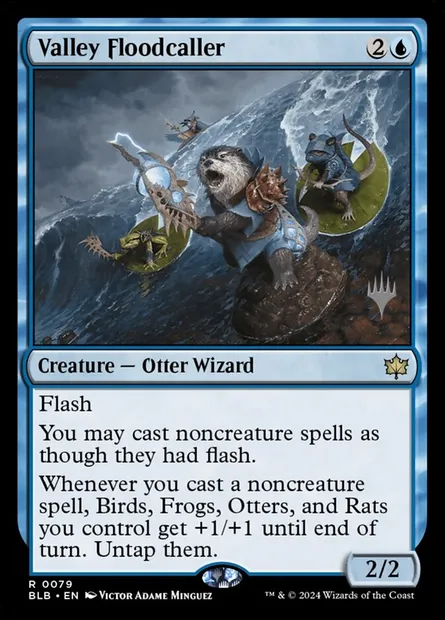 Valley Floodcaller, Magic card PBLB 79p — Bloomburrow Promos set