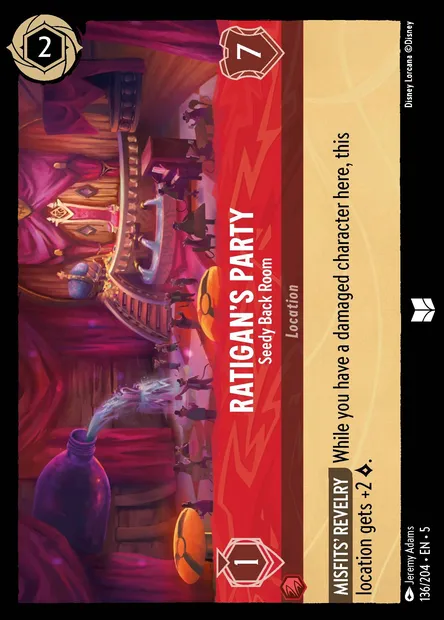 Ratigan's Party - Seedy Back Room, Disney Lorcana card CH5-136 — Shimmering Skies set