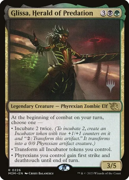 Glissa, Herald of Predation, Magic card PMOM 226p — March of the Machine Promos set