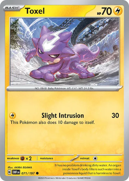 Toxel, Pokémon card OBF 071 — Obsidian Flames set