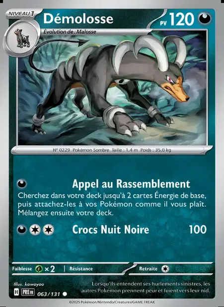 Démolosse, carte Pokémon PRE 063 — extension Évolutions Prismatiques