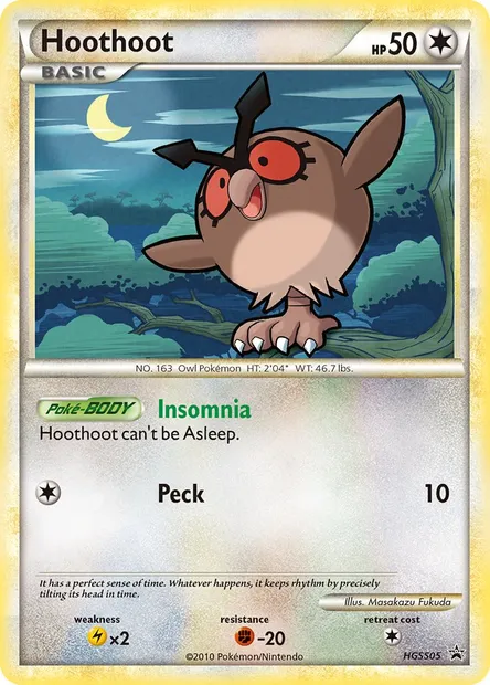 Hoothoot, carte Pokémon HGSS 05 — extension Promo HGSS