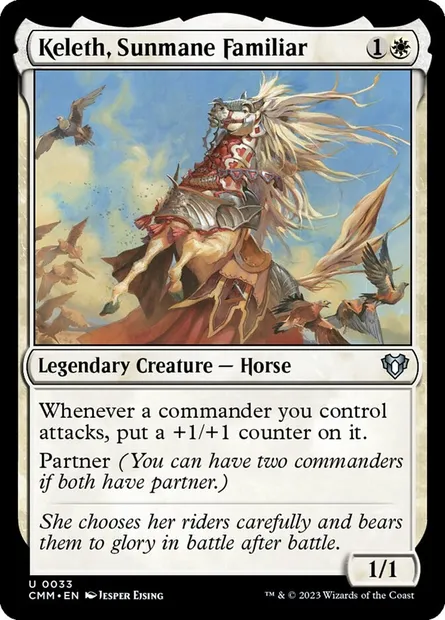 Keleth, Sunmane Familiar, Magic card CMM 33 — Commander Masters set