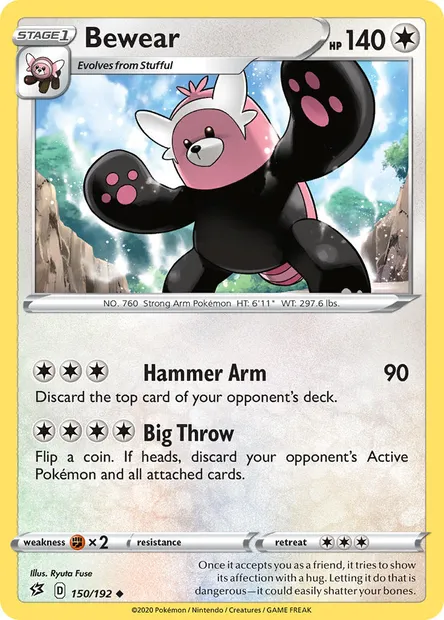 Bewear, Pokémon card RCL 150 — Rebel Clash set