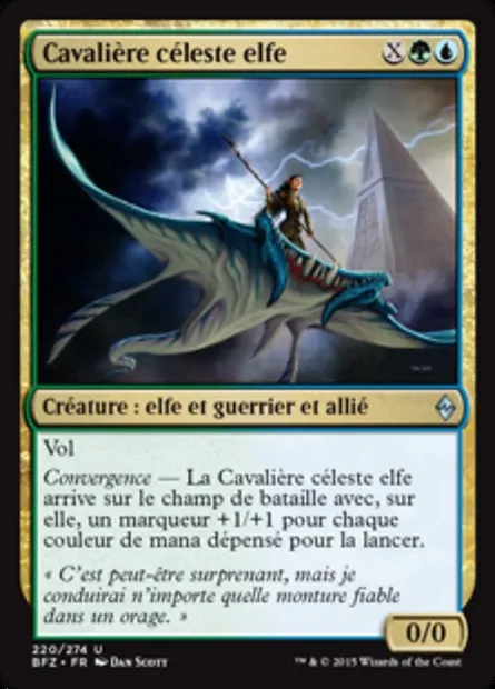 Cavalière céleste elfe, carte Magic BFZ 220 — extension La bataille de Zendikar