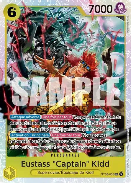 Eustass "Captain" Kidd, carte One Piece ST36-005 — extension JAUNE Eustass "Captain" Kidd