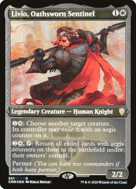 Livio, Oathsworn Sentinel, Magic card CMR 551 — Commander Legends set