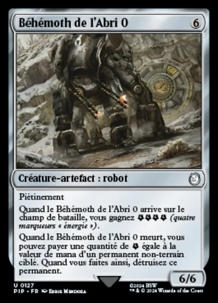 Béhémoth de l'Abri 0, carte Magic PIP 127 — extension Fallout