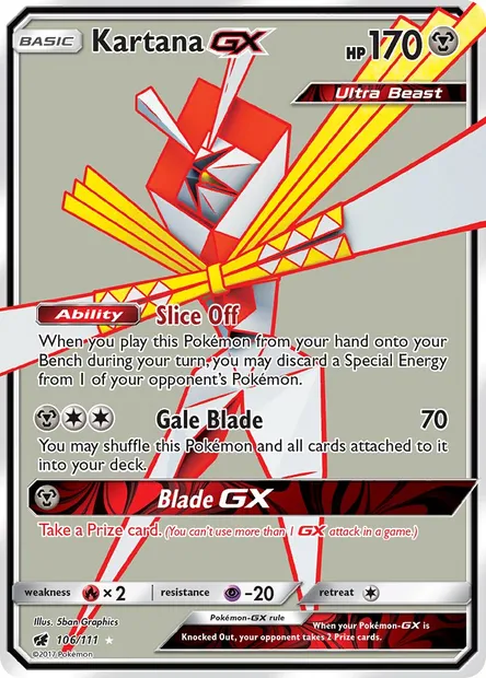 Kartana GX, Pokémon card CIN 106 — Crimson Invasion set