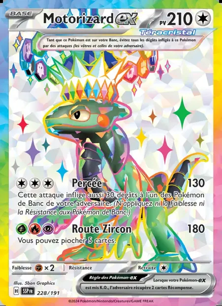 Motorizard-ex, carte Pokémon SSP 228 — extension Étincelles Déferlantes