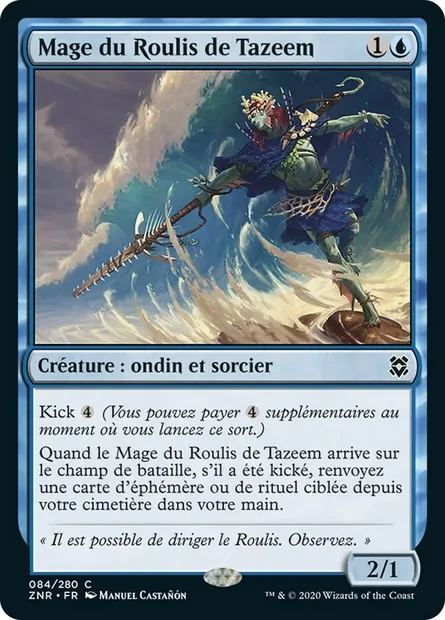 Mage du Roulis de Tazeem, carte Magic ZNR 84 — extension Renaissance de Zendikar