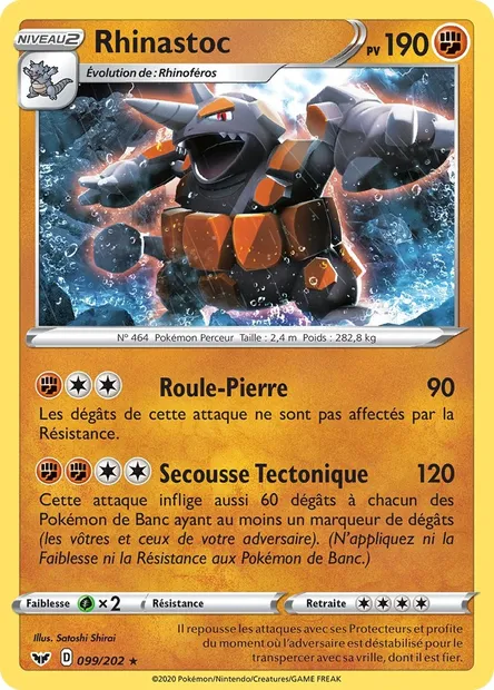 Rhinastoc, carte Pokémon SSH 99 — extension Épée et Bouclier