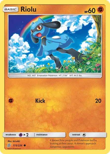Riolu, Pokémon card UNM 115 — Unified Minds set