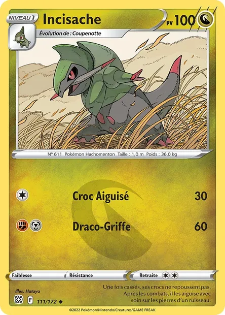 Incisache, carte Pokémon BRS 111 — extension Stars Étincelantes