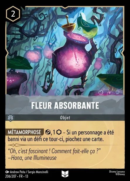 Fleur absorbante, carte Disney Lorcana CH13-206 — extension Invasion Epineuse!