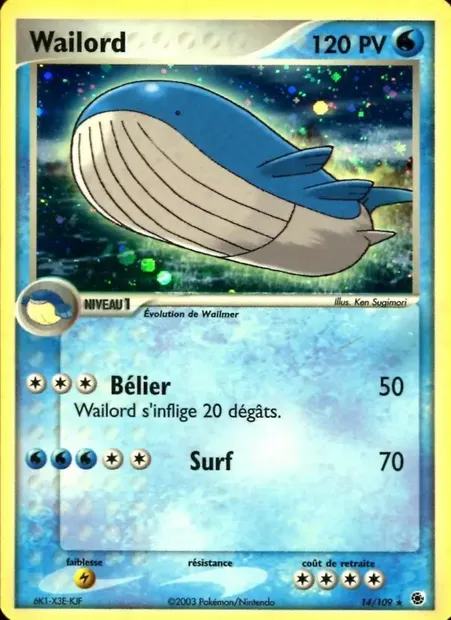 Wailord, carte Pokémon RS 14 — extension EX Rubis & Saphir