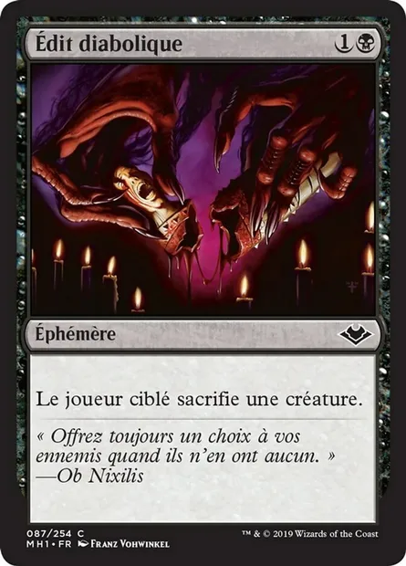 Édit diabolique, carte Magic MH1 87 — extension Horizons du Modern