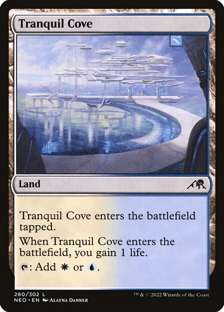 Tranquil Cove, Magic card NEO 280 — Kamigawa: Neon Dynasty set