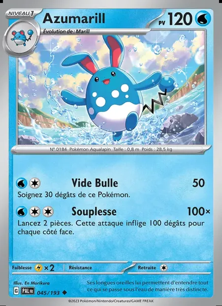 Azumarill, carte Pokémon PAL 045 — extension Évolutions à Paldea