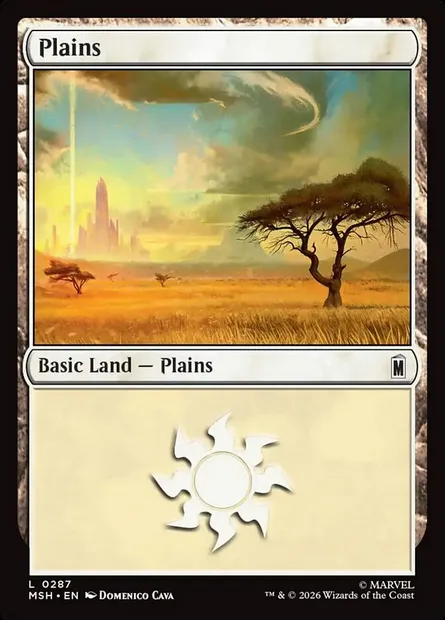 Plains, Magic card MSH 287 — Marvel Super Heroes set
