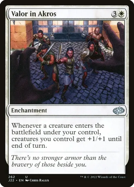 Valor in Akros, Magic card J22 262 — Jumpstart 2022 set