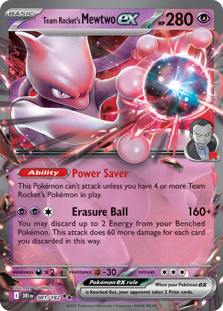 Team Rocket's Mewtwo ex, Pokémon card DRI 081 — Destined Rivals set