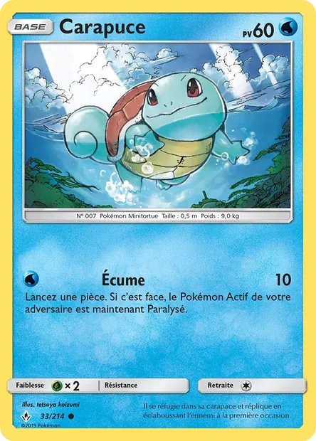 Carapuce, carte Pokémon UNB 33 — extension Alliance Infaillible