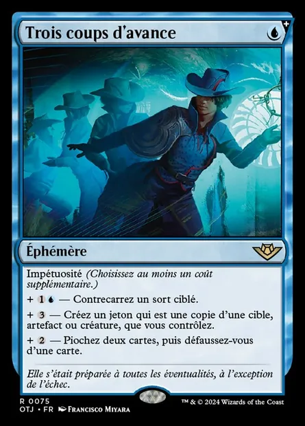 Trois coups d'avance, carte Magic OTJ 75 — extension Outlaws of Thunder Junction