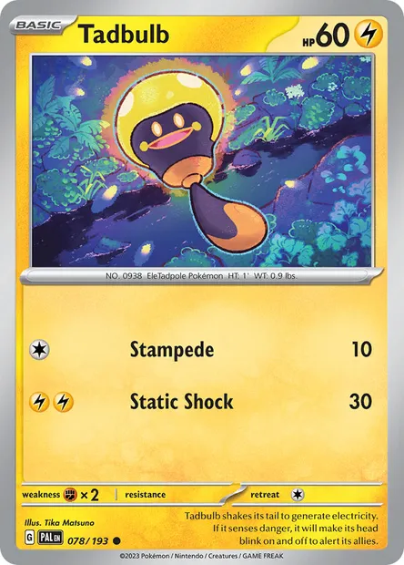 Tadbulb, Pokémon card PAL 078 — Paldea Evolved set