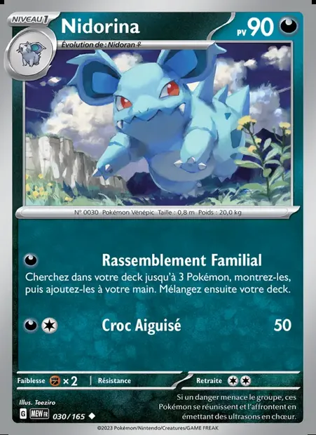 Nidorina, carte Pokémon MEW 030 — extension 151