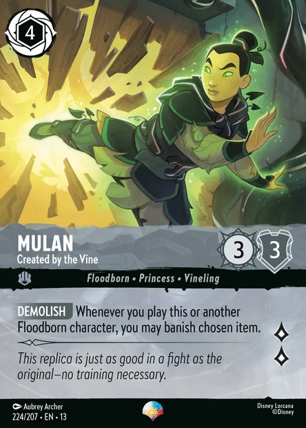Mulan - Created by the Vine, Disney Lorcana card CH13-224 — Attack of the Vine! set